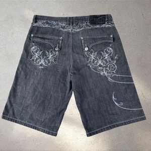 Vtg Imperious Delf Shorts Mens 38x14 Gray Embroidered Y2K Baggy Hip Hop Pinkman